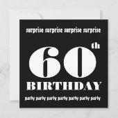 60e ZURPRISE Birthday Party Black White Sjabloon Kaart (Voorkant)