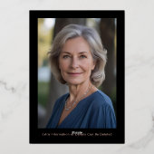 60e Zwart Roos Gouden Foto op Terug Aangepaste Sja Folie Uitnodiging (Achterkant)