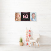 60e Zwart Roze Gelukkige Verjaardag Foto Banner (Insitu)