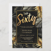 60e zwarte en gouden tropische bladeren Zestig ver Kaart (Voorkant)