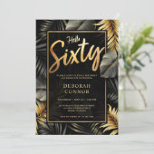 60e zwarte en gouden tropische bladeren Zestig ver Kaart (Staand voorkant)