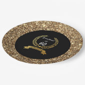 60e zwarte goudglitter Elegant Birthday Party Papieren Bordje (Gekanteld)