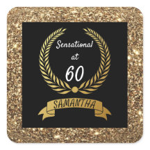 60e zwarte goudglitter Elegant Birthday Party