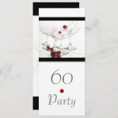 60e zwarte witte champagne elegant kaart (Voorkant / Achterkant)