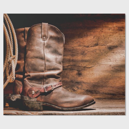 60lb inpakpapier Roll Cowboy Laarzen Schuur Hout R (Vlak)