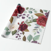 60lb Verpakking Papierrol Witte Rozen Gouden Geome Cadeaupapier (Uitgerold)
