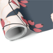 60lb wikkelpapier Roll Baby Roze Kosmos op Navy Cadeaupapier (Rol Hoek)