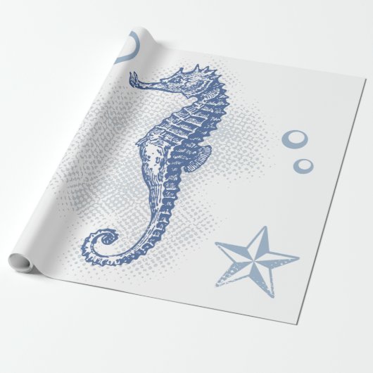 60lb wikkelpapier Roll Seahorse Ocean Beach Cadeaupapier (Uitgerold)