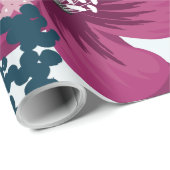 60lb wikkelpapier Roll Tropische bloemen op blauw Cadeaupapier (Rol Hoek)