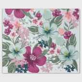 60lb wikkelpapier Roll Tropische bloemen op blauw Cadeaupapier (Vlak)