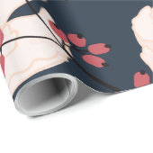 60lb Wrapping Paper Roll Baby Roze Kosmos op Wit Cadeaupapier (Rol Hoek)