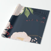 60lb Wrapping Paper Roll Baby Roze Kosmos op Wit Cadeaupapier (Uitgerold)