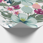 60lb Wrapping Paper Roll Tropische Bloemen op Wit Cadeaupapier (Hoek)
