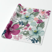 60lb Wrapping Paper Roll Tropische Bloemen op Wit Cadeaupapier (Uitgerold)