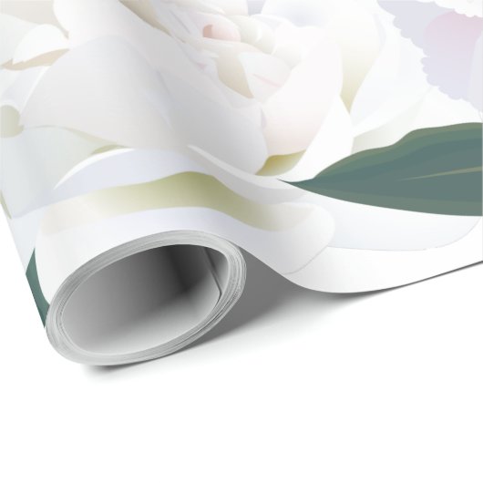 60lb Wrapping Papier Roll Lavendel Hibiscus op Wit (Rol Hoek)