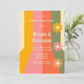 60s 70s Groovy Stripes Bruiloft Koppels Douche Kaart (Staand voorkant)