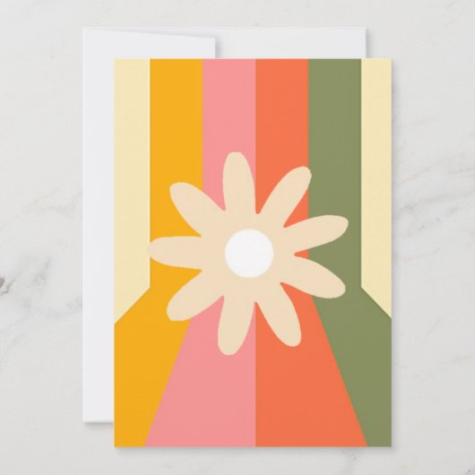 60s 70s Groovy Stripes Flower Engagement Party Kaart (Achterkant)