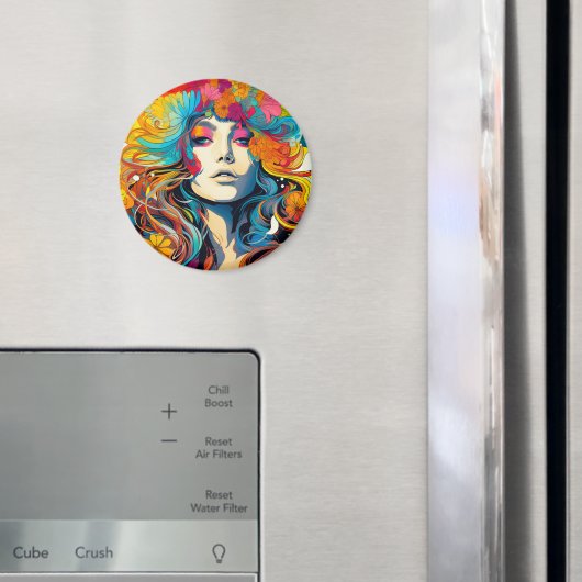 60s 70s Hippie Vrouw Psychedelische Hippie Magneet (Insitu (Koelkast))