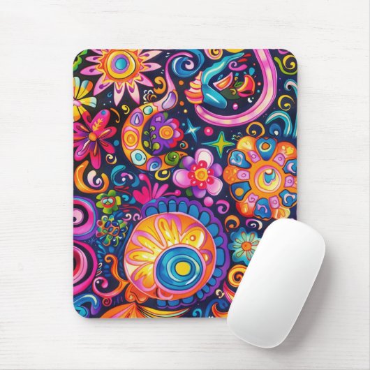 60s 70s Hippy Hippie Psychedelisch Muismat (Met muis)