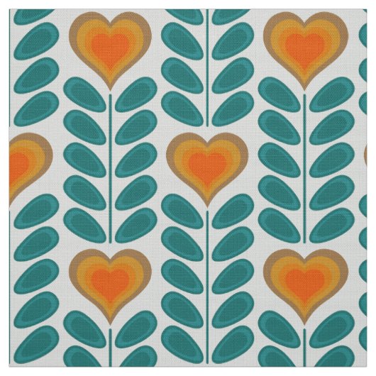 60s 70s mod retro hart bloemen v1 stof (Swatch)