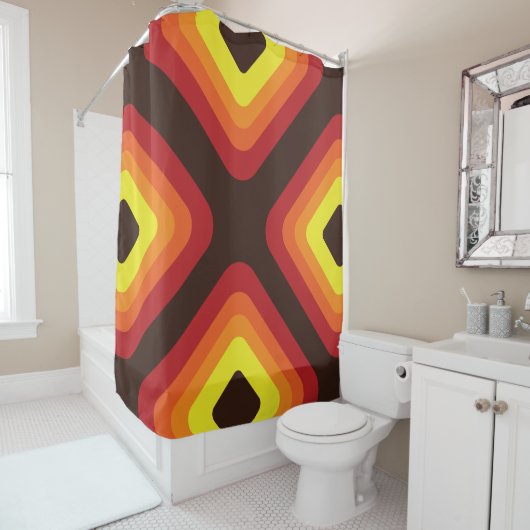 60s 70s mod retro patroon douchegordijn (In situ)