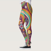 60s 70s Retro Kleurrijke Paarse Paisley Leggings (Links)
