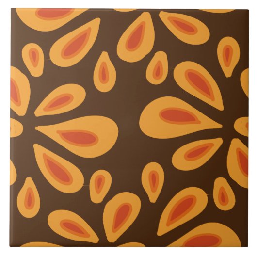 60s 70s retro patroon keramische tegel tegeltje (Voorkant)