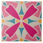 60s 70s retro patroon keramische tegel tegeltje (Voorkant)