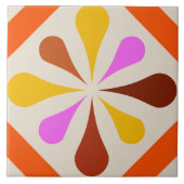 60s 70s retro patroon keramische tegel tegeltje (Voorkant)