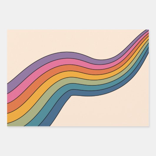 60s 70s Retro strepen Inpakpapier Vel (Voorkant)