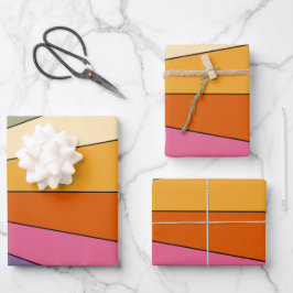 60s 70s Retro strepen Inpakpapier Vel