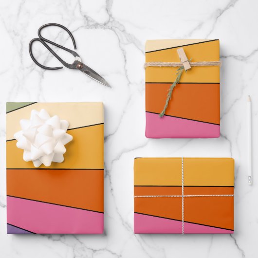 60s 70s Retro strepen Inpakpapier Vel (Voorkant)