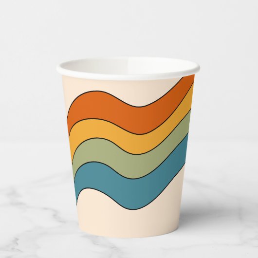 60s 70s Retro strepen Papieren Bekers (Links)