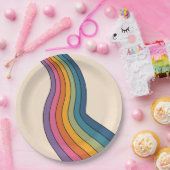 60s 70s Retro strepen Papieren Bordje (Feest)