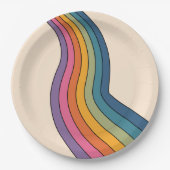 60s 70s Retro strepen Papieren Bordje (Voorkant)