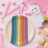 60s 70s Retro strepen Papieren Bordje (Feest)