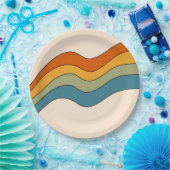 60s 70s Retro strepen Papieren Bordje (Feest)