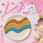 60s 70s Retro strepen Papieren Bordje (Feest)