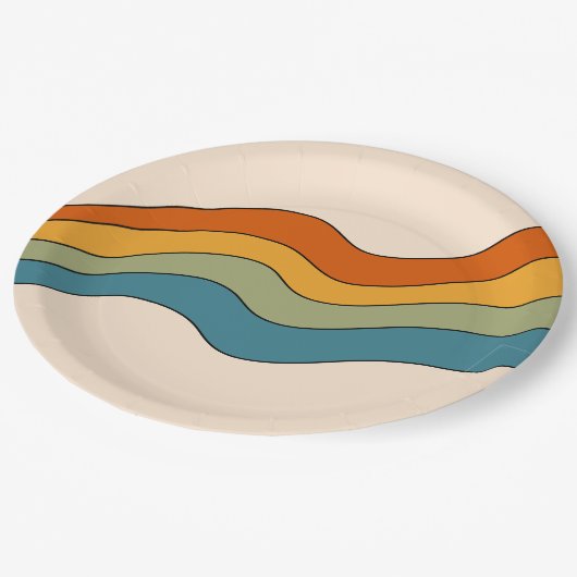 60s 70s Retro strepen Papieren Bordje (Gekanteld)