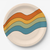 60s 70s Retro strepen Papieren Bordje (Voorkant)