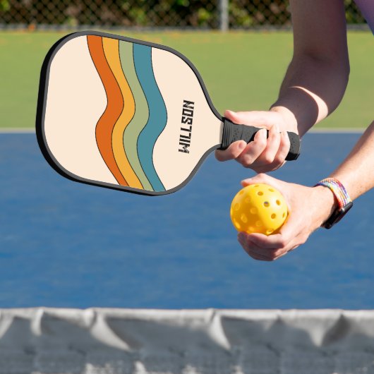 60s 70s Retro strepen Pickleball Paddle (Insitu)