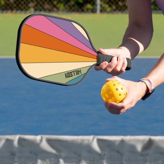 60s 70s Retro strepen Pickleball Paddle (Insitu)
