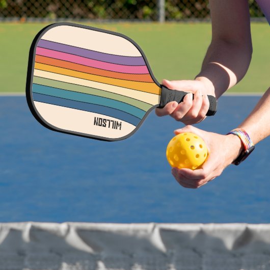 60s 70s Retro strepen Pickleball Paddle (Insitu)