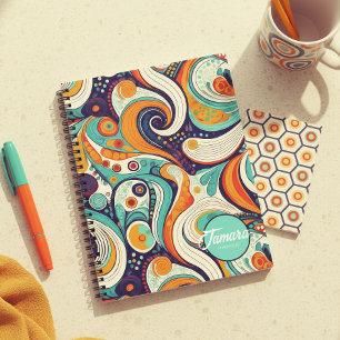 60s 70s Vibe Retro Draaikolken Abstract Pat#1 ID10 Notitieboek