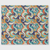 60s 70s Vibe Retro Wervelingen Abstract Pat#1 ID10 Cadeaupapier (Vlak)