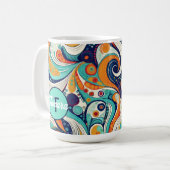 60s 70s Vibe Retro Wervelingen Abstract Pat#1 ID10 Koffiemok (Voorkant links)