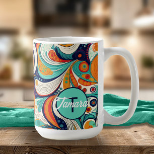 60s 70s Vibe Retro Wervelingen Abstract Pat#1 ID10 Koffiemok