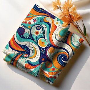 60s 70s Vibe Retro Wervelingen Abstract Pat#1 ID10 Stof