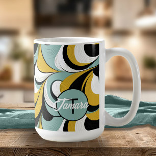 60s 70s Vibe Retro Wervelingen Abstract Pat#3 ID10 Koffiemok