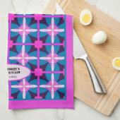 60s Abstract Roze Blauw Bloemen Kaleidoscoop Ontwe Theedoek (Quarter Fold)